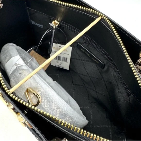 Michael Kors Large Reed Satchel Crossbody Bag & Large Continental Wallet Black